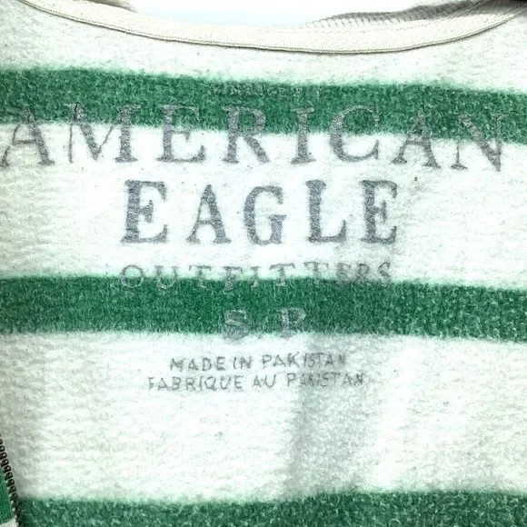 American Eagle Hoodie Women SP Hooded Sweatshirt Sweater Casual White Green - Picture 6 of 8